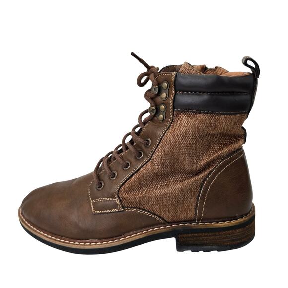 J75 Jump Garrison Brown Combat Boots Cap Toe Zipper Lace Up Booties Men's 9 - Picture 1 of 11
